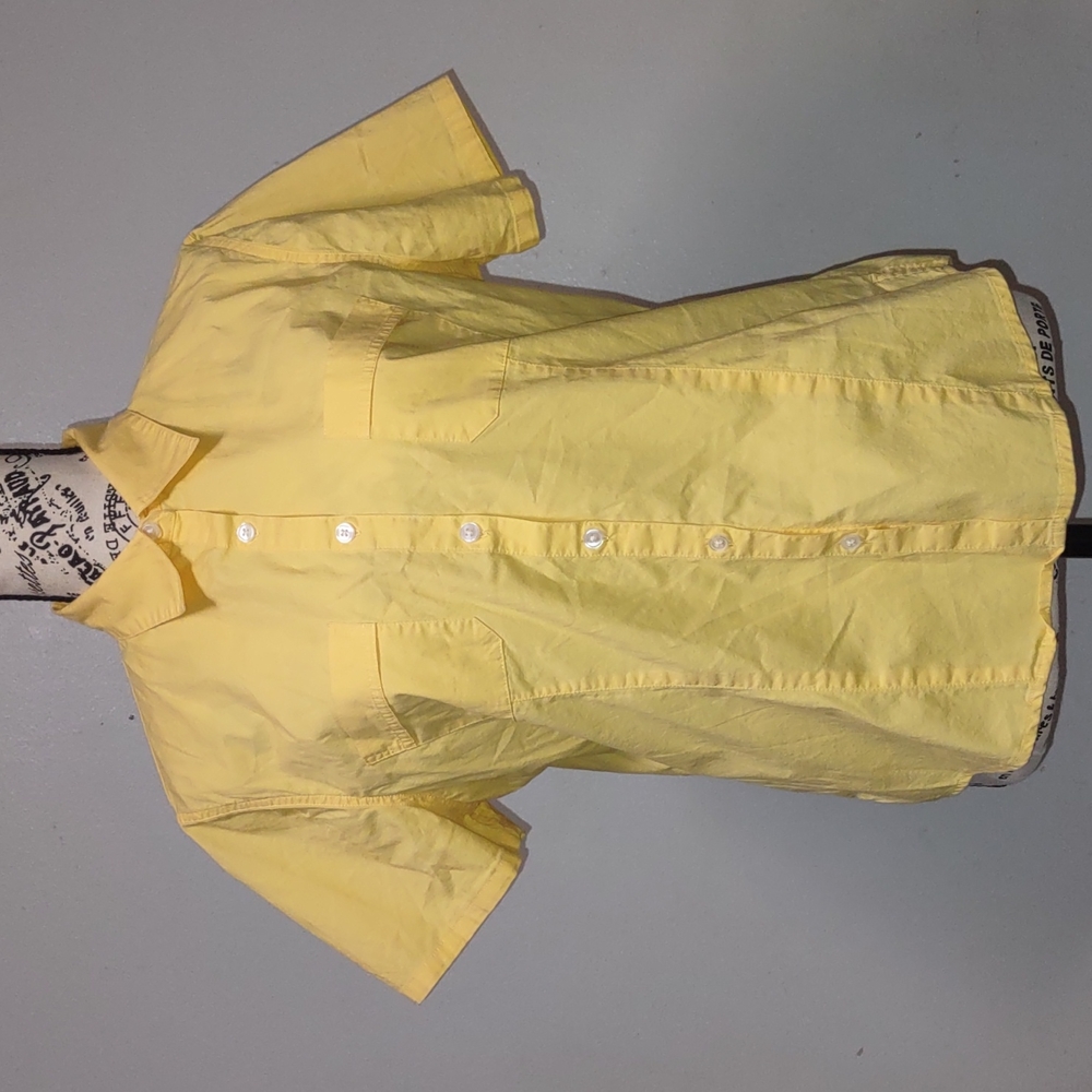 Northcrest Collared Short Sleeve Yellow Tops Size M 96% Cotton